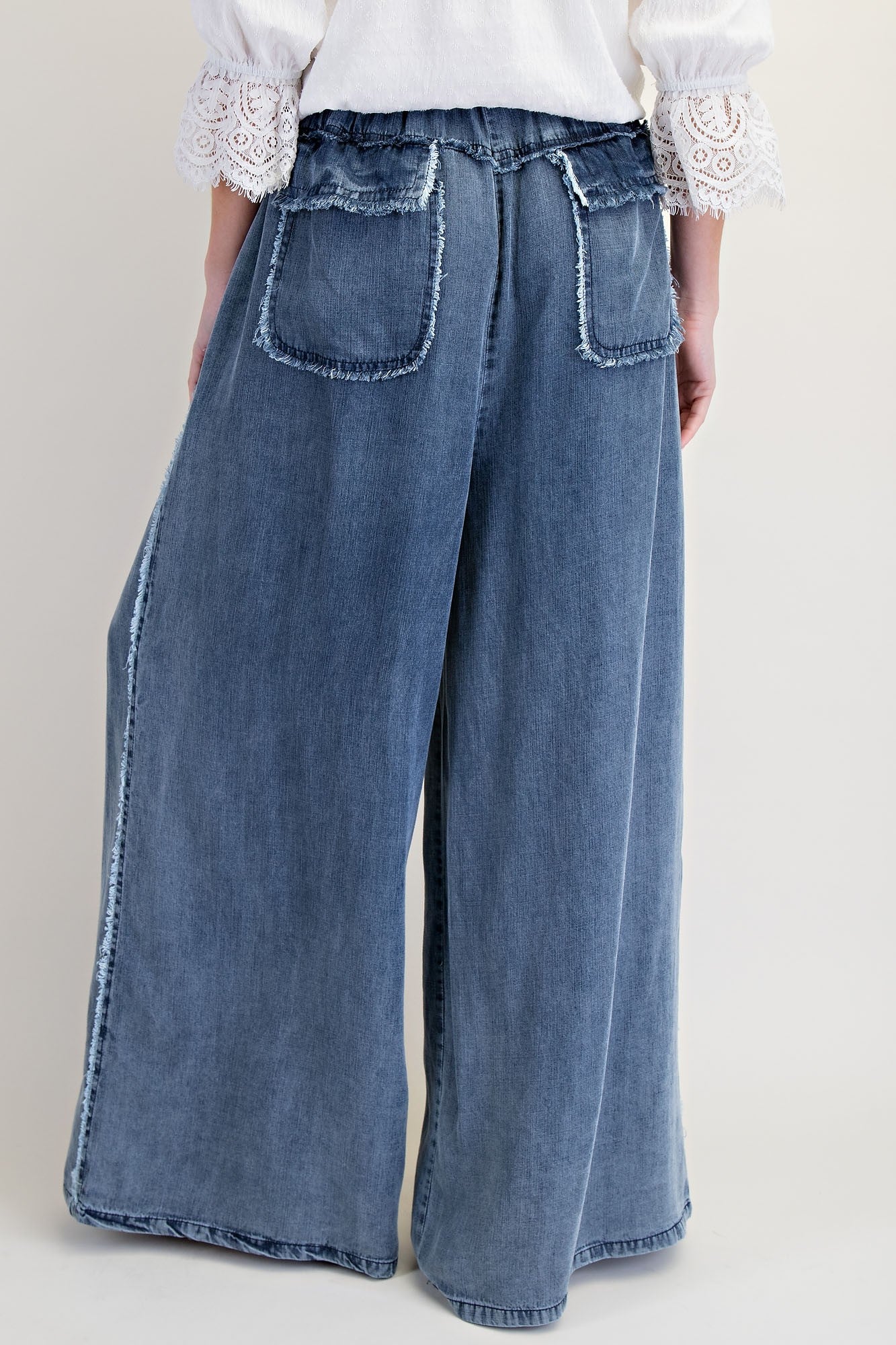 Distressed Denim Palazzo Pants