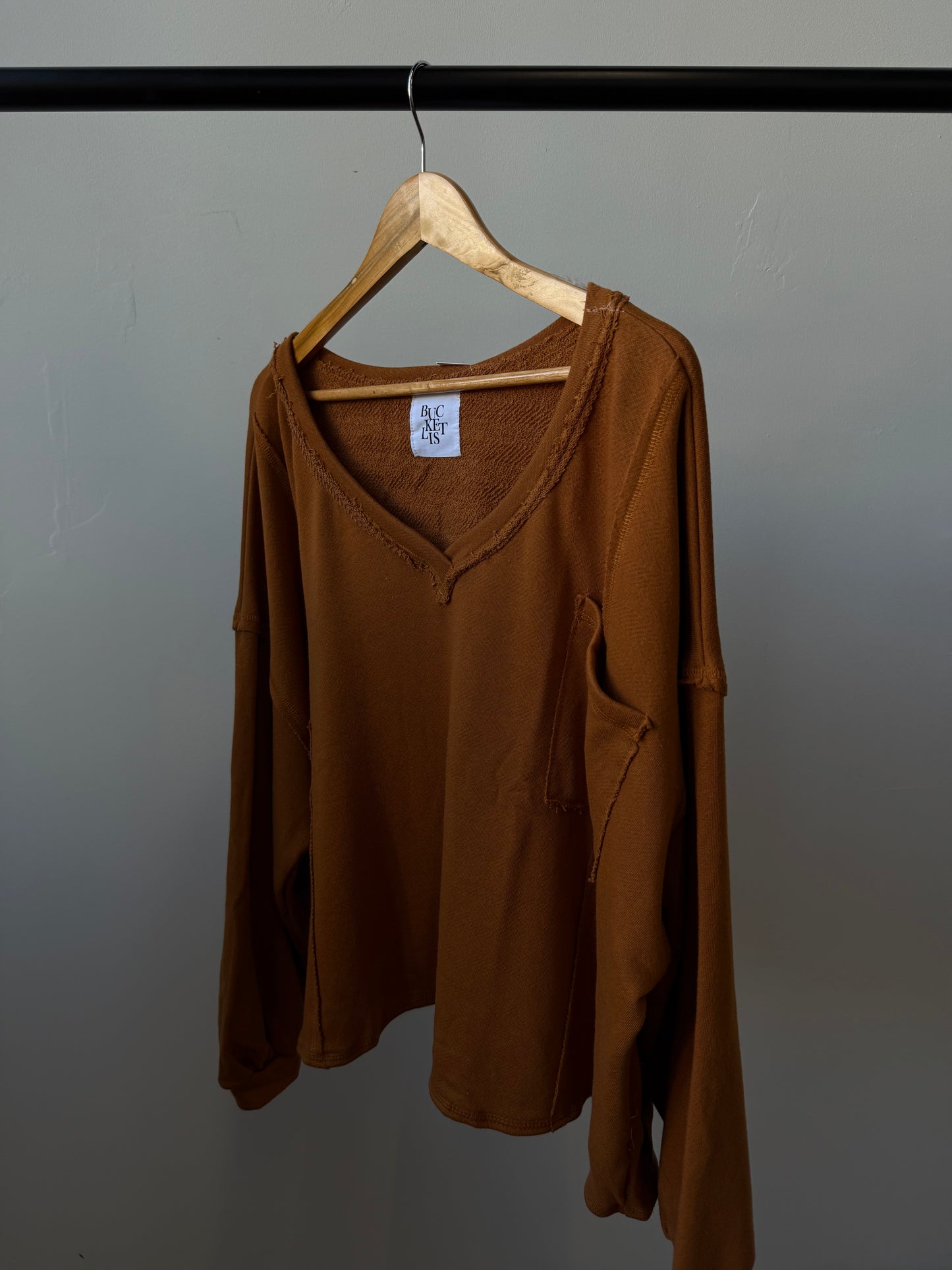 Oversized V-Neck Terry Tunic
