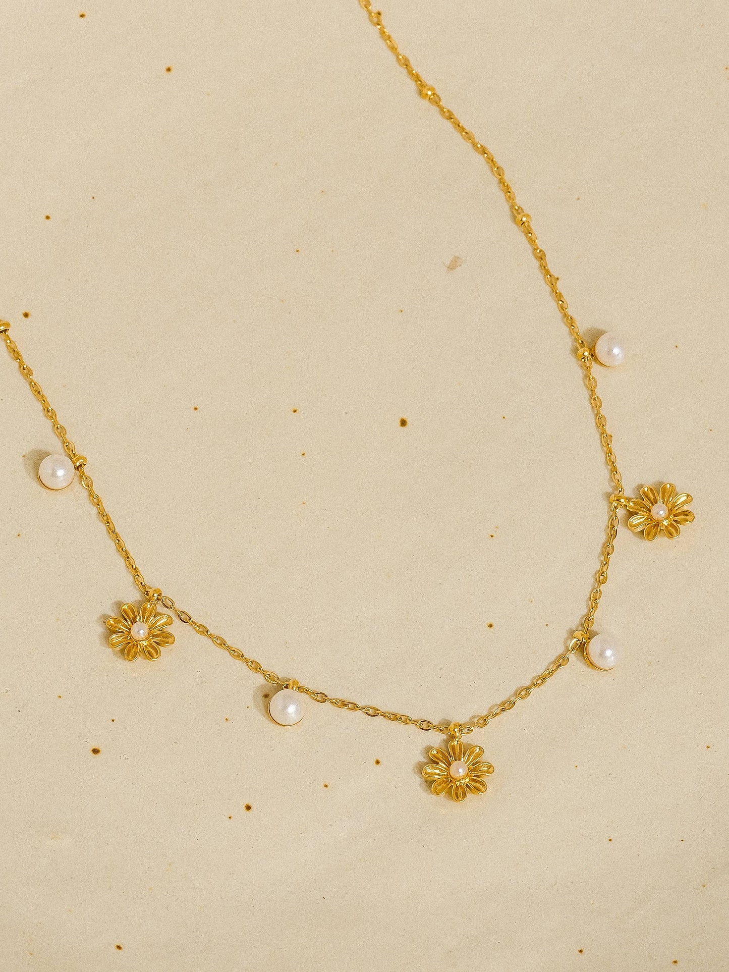 Alita 18K Non-Tarnish Petite Floral Pearl Necklace