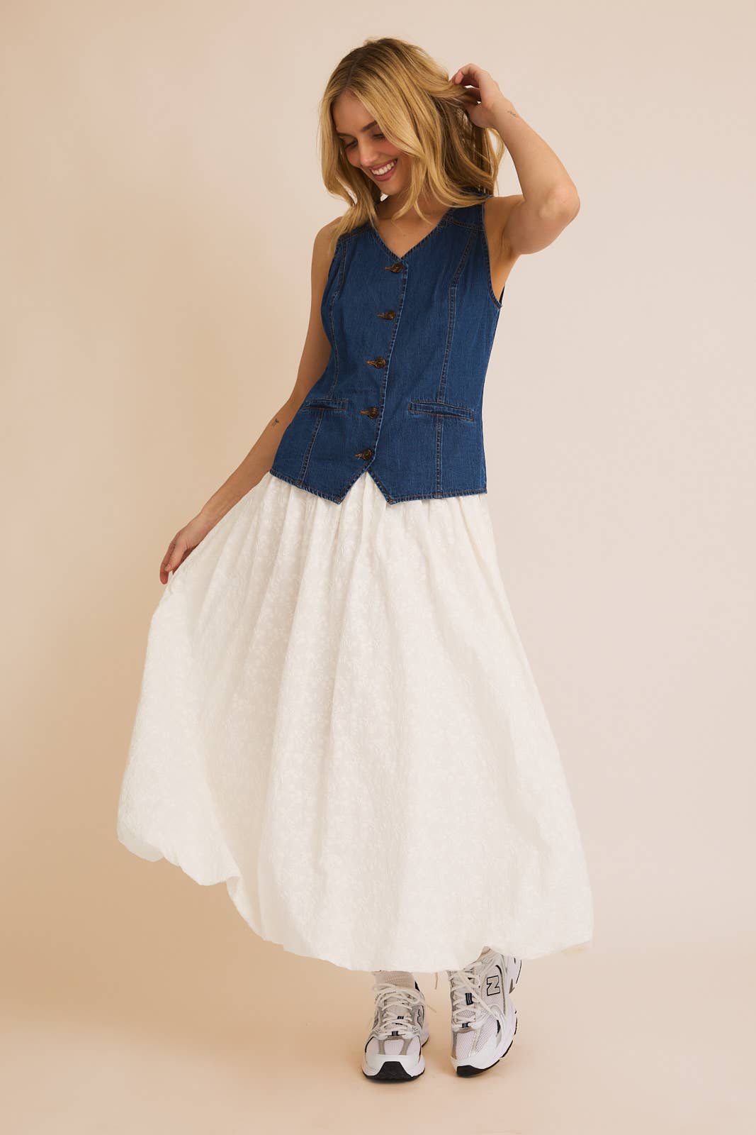 Nicole Button Down Lightweight Denim Vest