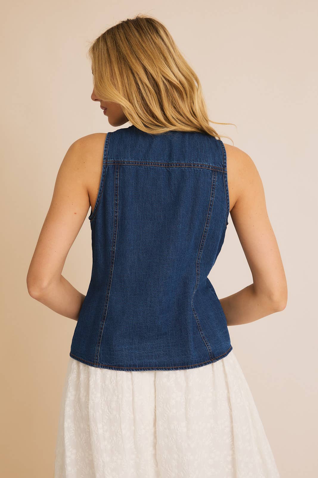 Nicole Button Down Lightweight Denim Vest