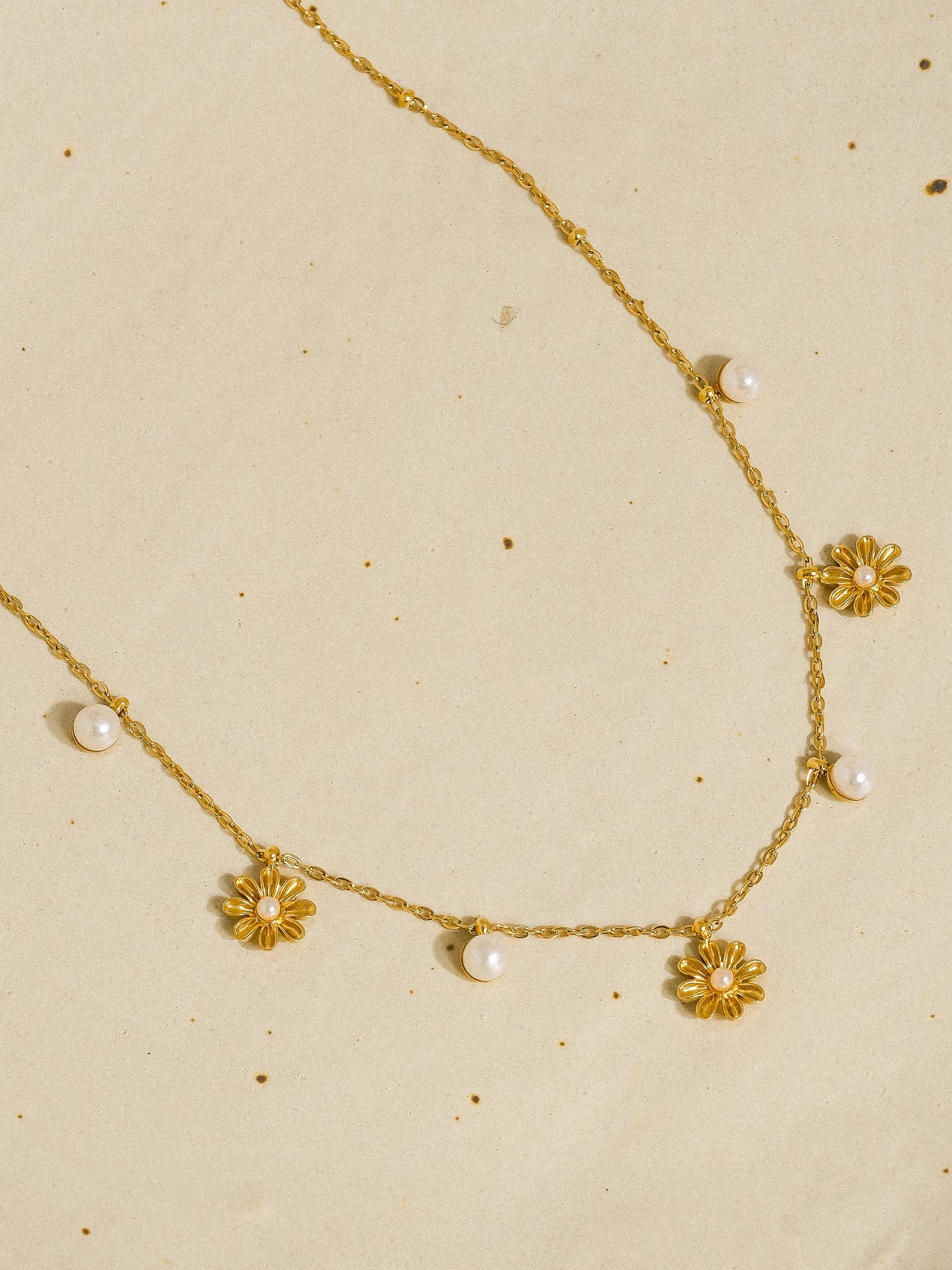 Alita 18K Non-Tarnish Petite Floral Pearl Necklace