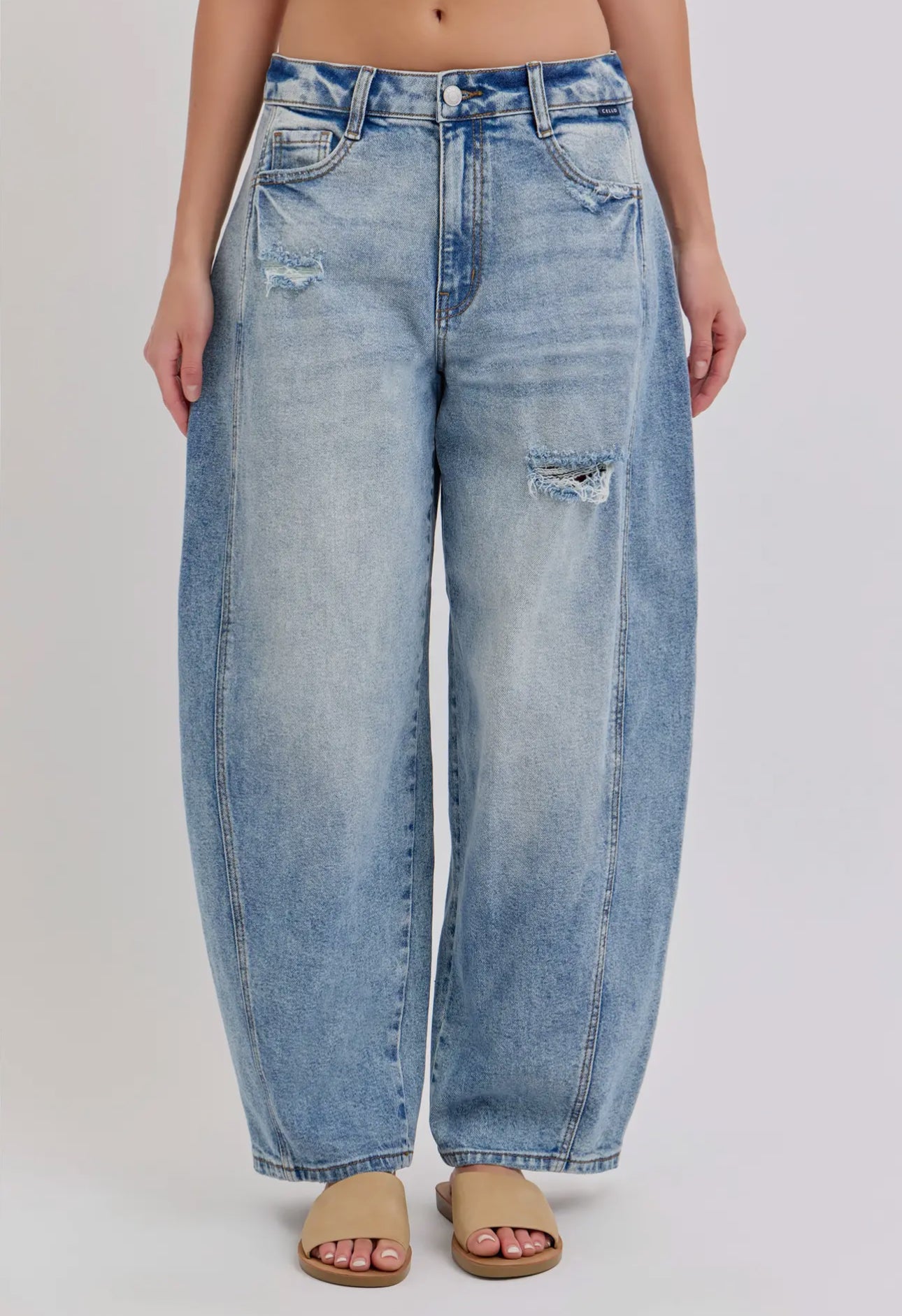 Cello Distressed Barrel Jeans