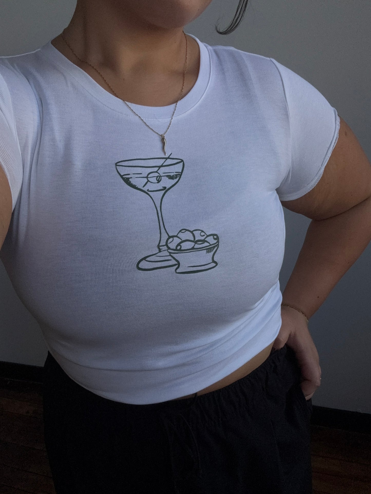 Martini Lace Trim Baby Tee