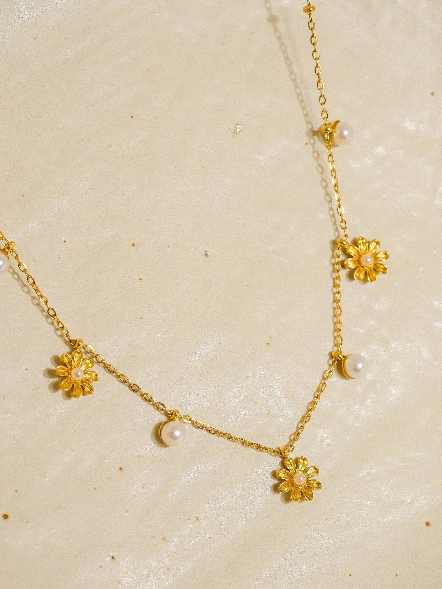 Alita 18K Non-Tarnish Petite Floral Pearl Necklace