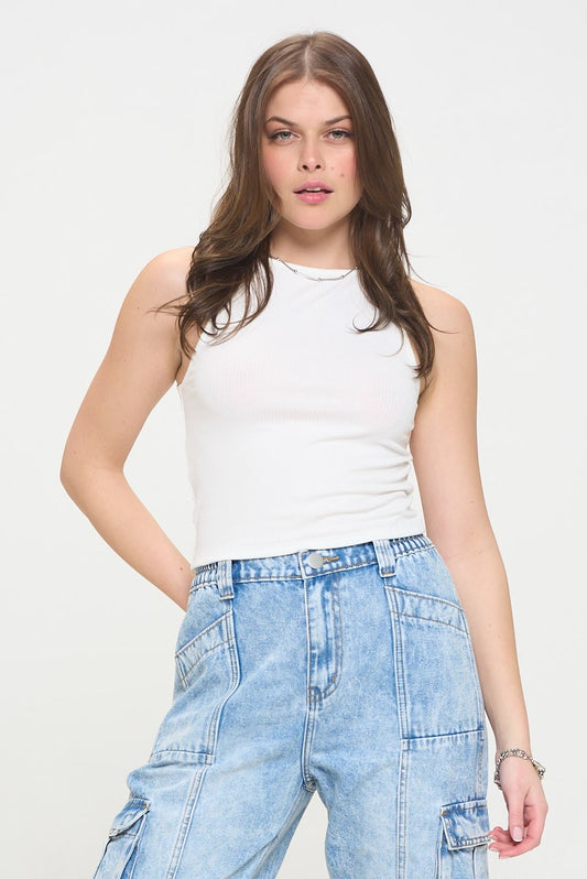 Plus Ribbed Halter Neck Top
