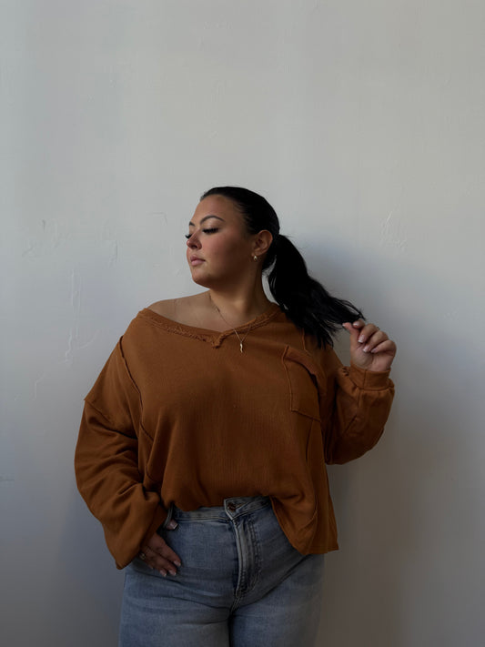 Oversized V-Neck Terry Tunic